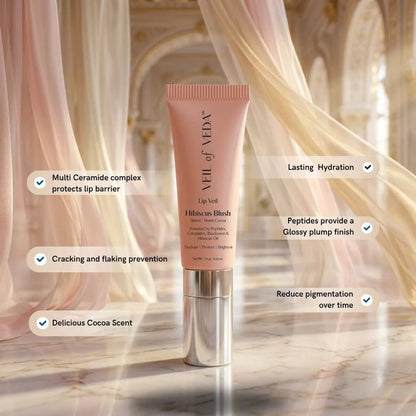 Lip Veil | Hibiscus Blush | Ceramides, Peptides and Vitamin C | Warm Cocoa | 10 g